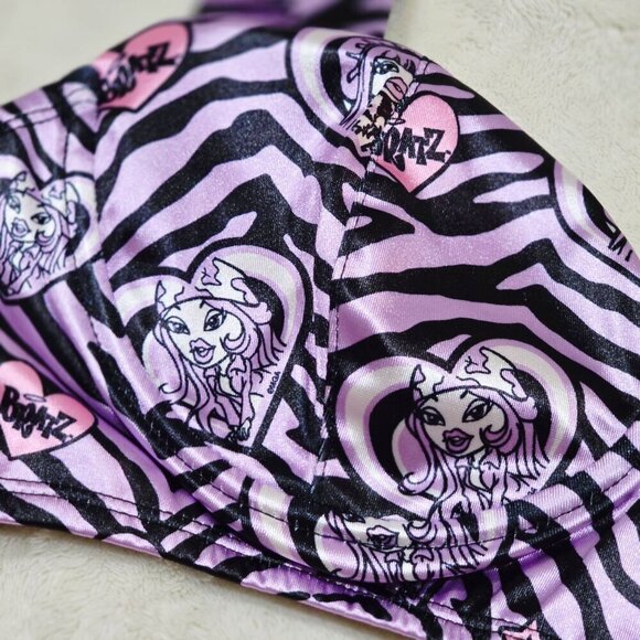 Dolls Kill x Bratz Bra Top – Zebra Print Padded Underwire Crop w/ Satin Straps M - Picture 10 of 12